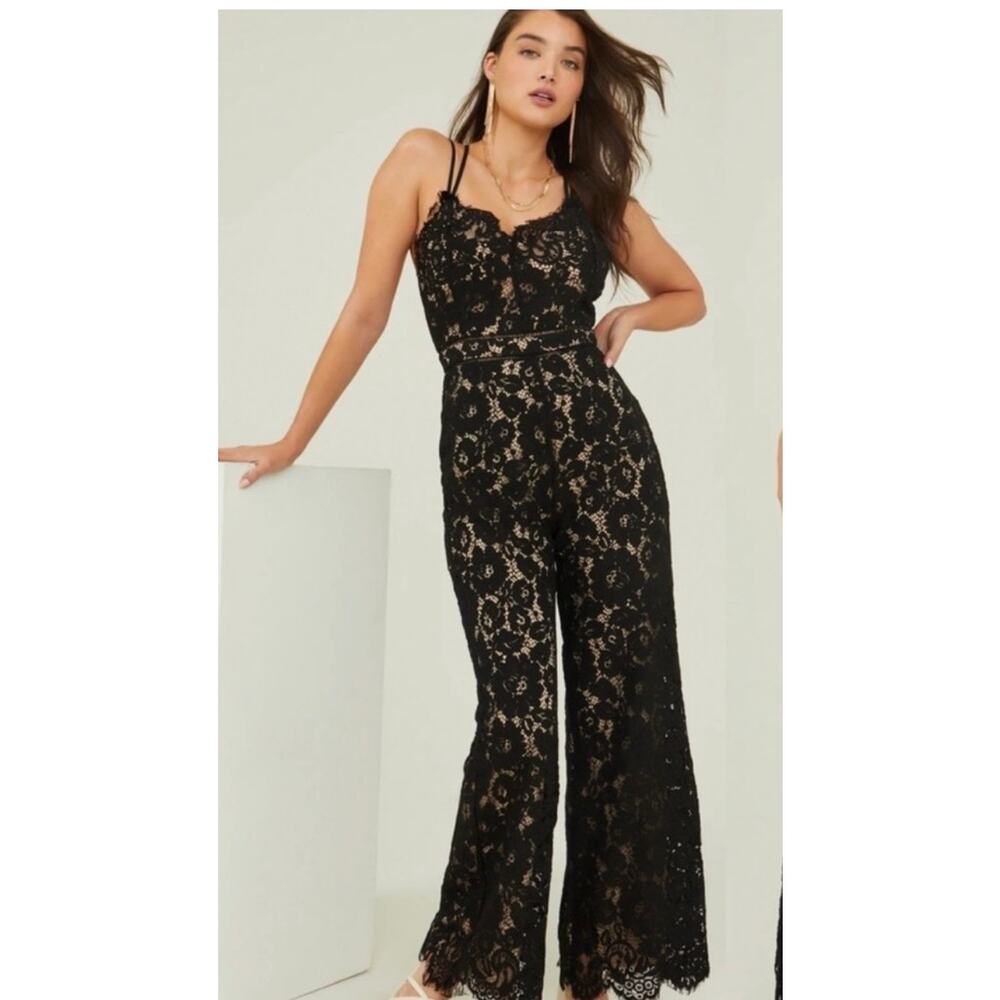 Altar’d State Jumpsuit Black Lace Wide Leg Whimsigoth Women’s Medium New